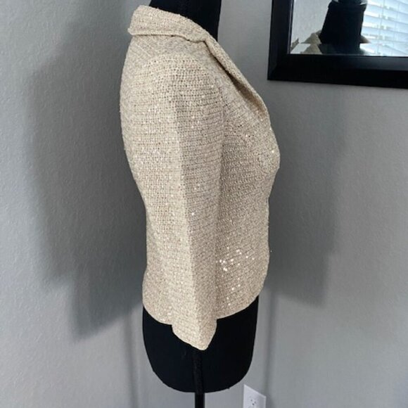 NWT Elie Tahari Reva Gold Sequin Sparkly Jacket Blazer XS - Picture 5 of 15